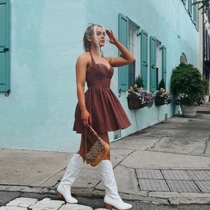 Princess Polly boutique lyle mini dress brown